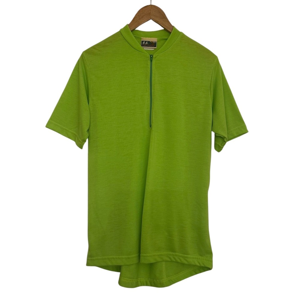 Vintage Nashbar Cycling Jersey Lime Green Akwatek Zip‎ Road Bike Shirt Large USA